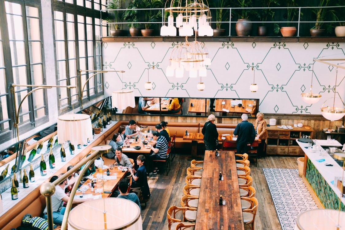 Spacious restaurant interior with stylish design
