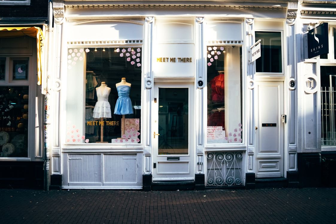 Charming boutique retail storefront exterior